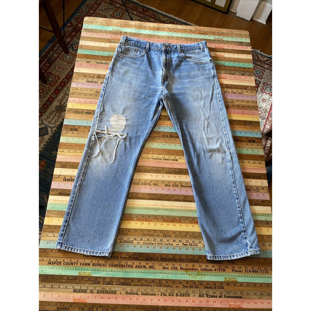 Vintage Levis Jeans 505 Mens 38x30 Blue 90s Denim 505 Distress Fade Classic